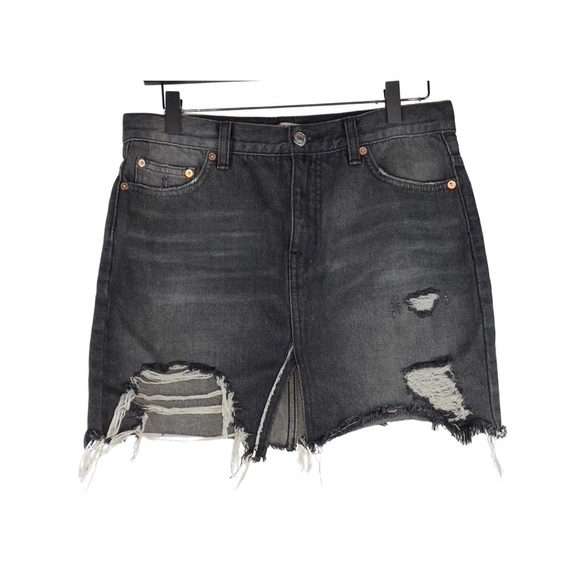 Free People We The Free Relaxed & Destroyed Denim Skirt Size 4/ 26 - Picture 3 of 9